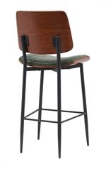 Mid-Century Metal Dining Barstool with Green Vinyl Seat & Back for Indoor Use - Image 3