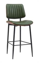 Indoor Mid-Century Modern Metal Chair with Green Vinyl Seat & Back - Image 7