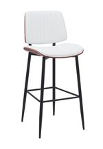 Indoor Mid-Century Modern Metal Barstool with Black Vinyl Seat & Back - Image 8