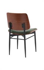 Indoor Mid-Century Modern Metal Chair with Green Vinyl Seat & Back - Image 3