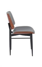 Indoor Mid-Century Modern Metal Chair with Gray Vinyl Seat & Back - Image 3
