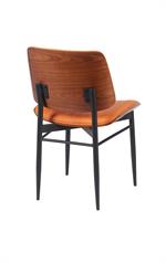 Indoor Mid-Century Modern Metal Chair with Orange Vinyl Seat & Back - Image 4