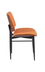 Indoor Mid-Century Modern Metal Chair with Orange Vinyl Seat & Back - Image 3