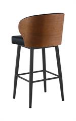Indoor Black Steel Barstool with Vinyl Back & Seat - Image 3