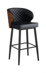 Indoor Black Steel Barstool with Vinyl Back & Seat - Image 2