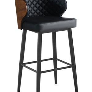Indoor Black Steel Barstool with Vinyl Back & Seat
