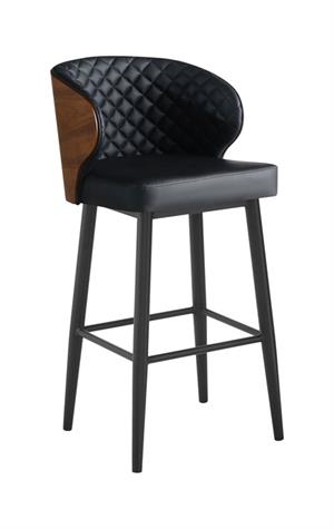 Indoor Black Steel Barstool with Vinyl Back & Seat