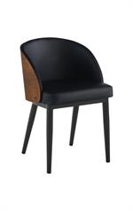 Indoor Steel Barstool with Black Vinyl Seat & Curved Veneer Wood Back - Image 4