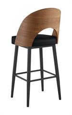 Indoor Veneer-Backed Metal Barstool with Black Seat - Image 3