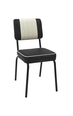 Indoor Metal Chair with Black and White Vinyl Seat and Back