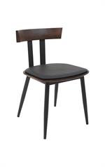Indoor Black Metal Barstool with Walnut Elmwood Back and Black Vinyl Seat - Image 5
