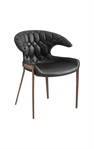Indoor Metal Chair w/ Vinyl Bullhorn-Shaped Back