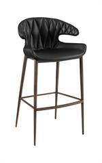 Indoor Metal Barstool w/ Vinyl Bullhorn-Shaped Back - Image 2
