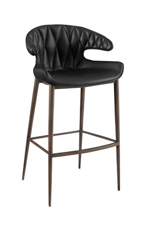 Indoor Metal Barstool  w/ Vinyl Bullhorn-Shaped Back