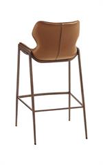 Indoor Metal Barstool w/ Padded Brown Vinyl Seat - Image 3