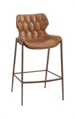 Indoor Metal Barstool w/ Padded Brown Vinyl Seat - Image 2