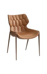 Indoor Metal Barstool w/ Padded Brown Vinyl Seat - Image 4