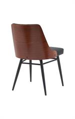 Chic Metal Dining Chair with Diamond-Quilted Black Upholstery & Veneer Backrest for Indoor Use - Image 3