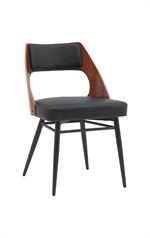Chic Metal Dining Barstool with Diamond-Quilted Black Upholstery & Veneer Backrest for Indoor Use - Image 9