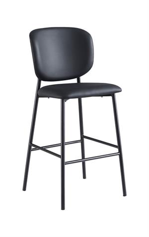 Modern Black Metal Barstool with Rounded Padded Backrest and Padded Seat for Indoor Use