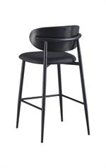 Dining Black Metal Barstool with Oval Padded Backrest and Upholstered Seat for Indoor Use - Image 3