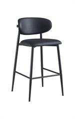 Dining Black Metal Barstool with Oval Padded Backrest and Upholstered Seat for Indoor Use - Image 2