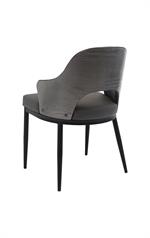 Chic Metal Chair with Dark Grey Upholstered Seat and Textured Backrest for Indoor Use - Image 3