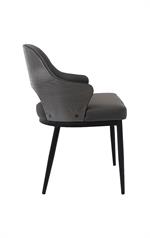 Chic Metal Chair with Dark Grey Upholstered Seat and Textured Backrest for Indoor Use - Image 4