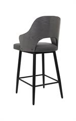 Chic Metal Barstool with Dark Grey Upholstered Seat and Textured Backrest for Indoor Use - Image 4