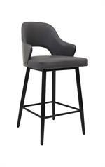 Chic Metal Chair with Dark Grey Upholstered Seat and Textured Backrest for Indoor Use - Image 5