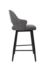 Chic Metal Barstool with Dark Grey Upholstered Seat and Textured Backrest for Indoor Use - Image 3