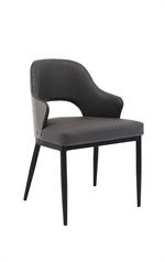 Chic Metal Chair with Dark Grey Upholstered Seat and Textured Backrest for Indoor Use - Image 2