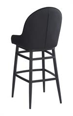 Elegant Black Metal Arm Barstool with Diamond-Pattern Tufted Backrest and Padded Vinyl Seat, Indoor Use - Image 3