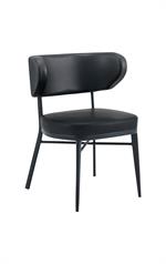Brown Metal Chair with Curved Vinyl Backrest and Cushioned Seat for Indoor Use - Image 2