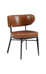 Black Metal Chair with Curved Vinyl Backrest and Cushioned Seat for Indoor Use - Image 2
