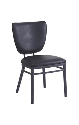 Dining Metal Chair with Curved Upholstered Backrest and Padded Seat for Indoor Use
