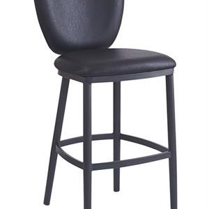 Dining Metal Barstool with Curved Upholstered Backrest and Padded Seat for Indoor Use