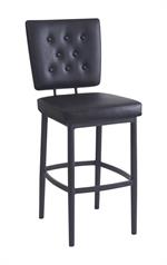 Dining Metal Barstool with Tufted Upholstered Backrest and Vinyl Padded Seat for Indoor Use - Image 2