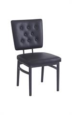 Dining Metal Barstool with Tufted Upholstered Backrest and Vinyl Padded Seat for Indoor Use - Image 4