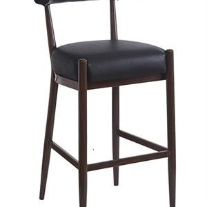 Dining Metal Bar Stool with Vinyl Seat and Curved Backrest for Indoor Use