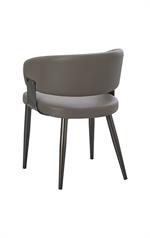 Chic Dark Grey Metal Chair with Upholstered Seat and Back for Indoor Use - Image 3