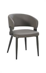 Chic Dark Grey Metal Barstool with Upholstered Seat and Back for Indoor Use - Image 4