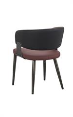 Chic Burgundy Metal Chair with Upholstered Seat and Back - Image 3