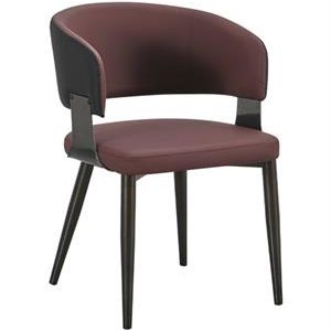 Chic Burgundy Metal Chair with Upholstered Seat and Back