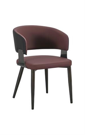 Chic Burgundy Metal Chair with Upholstered Seat and Back