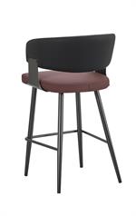 Chic Burgundy Metal Barstool with Upholstered Seat and Back for Indoor Use - Image 3