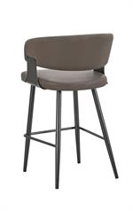 Chic Dark Grey Metal Barstool with Upholstered Seat and Back for Indoor Use - Image 3