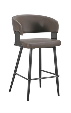 Chic Dark Grey Metal Barstool with Upholstered Seat and Back for Indoor Use