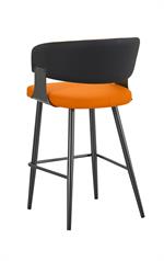 Chic Orange Metal Barstool with Upholstered Seat and Back for Indoor Use - Image 3