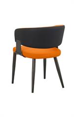 Chic Orange Metal Chair with Upholstered Seat and Back - Image 3